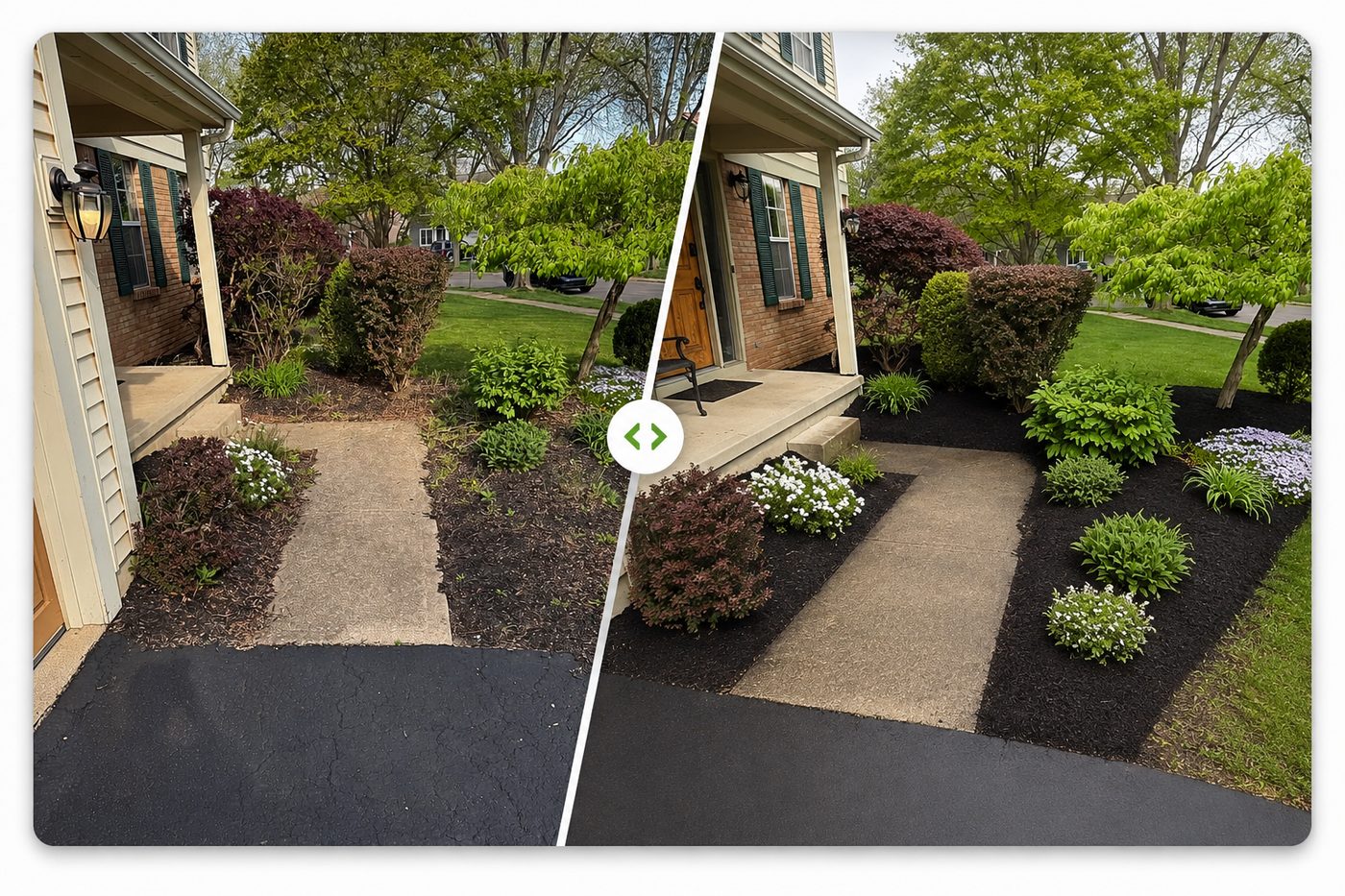 Front walkway landscaping before and after